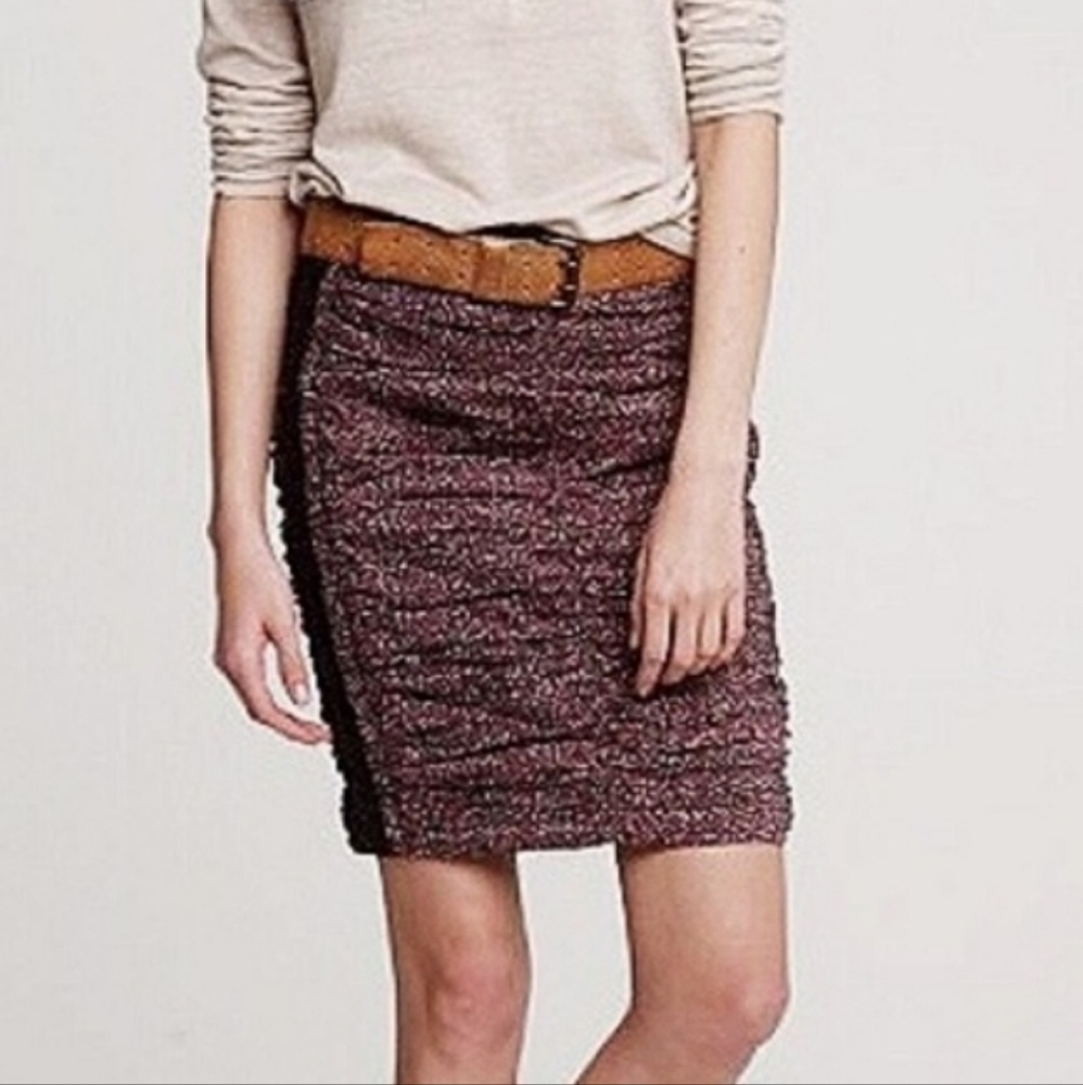 J. Crew • Ruched Dotted Pencil Skirt
